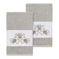 Authentic Hotel And Spa Turkish Cotton Shells Embroidered Light Grey 2 Piece Towel Hand Set