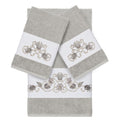 Authentic Hotel And Spa Turkish Cotton Shells Embroidered Light Grey 3 Piece Towel Set