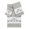 Authentic Hotel And Spa Turkish Cotton Shells Embroidered Light Grey 3 Piece Towel Set