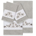 Authentic Hotel And Spa Turkish Cotton Shells Embroidered Light Grey 4 Piece Towel Set