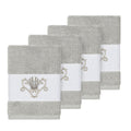 Authentic Hotel And Spa Turkish Cotton Shells Embroidered Light Grey 4 Piece Washcloth Set