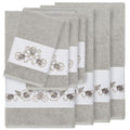 Authentic Hotel And Spa Turkish Cotton Shells Embroidered Light Grey 8 Piece Towel Set