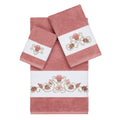 Authentic Hotel And Spa Turkish Cotton Shells Embroidered Tea Rose 3 Piece Towel Set
