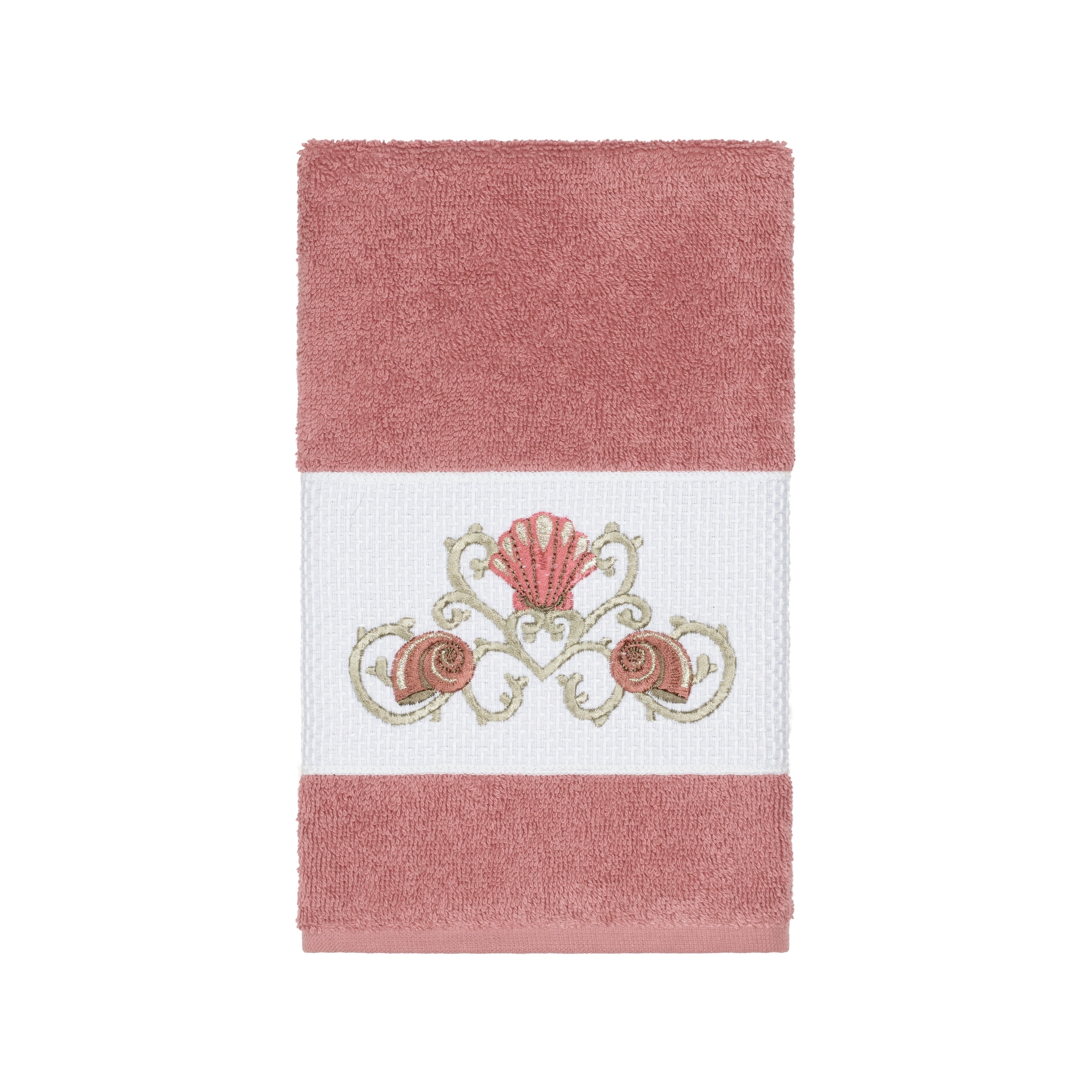 Authentic Hotel And Spa Turkish Cotton Shells Embroidered Tea Rose Hand Towel