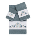 Authentic Hotel And Spa Turkish Cotton Shells Embroidered Teal Blue 3 Piece Towel Set