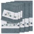 Authentic Hotel And Spa Turkish Cotton Shells Embroidered Teal Blue 8 Piece Towel Set