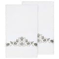 Authentic Hotel And Spa Turkish Cotton Shells Embroidered White 2 Piece Bath Towel Set