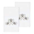 Authentic Hotel And Spa Turkish Cotton Shells Embroidered White 2 Piece Towel Hand Set