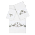 Authentic Hotel And Spa Turkish Cotton Shells Embroidered White 3 Piece Towel Set