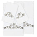Authentic Hotel And Spa Turkish Cotton Shells Embroidered White 4 Piece Towel Set