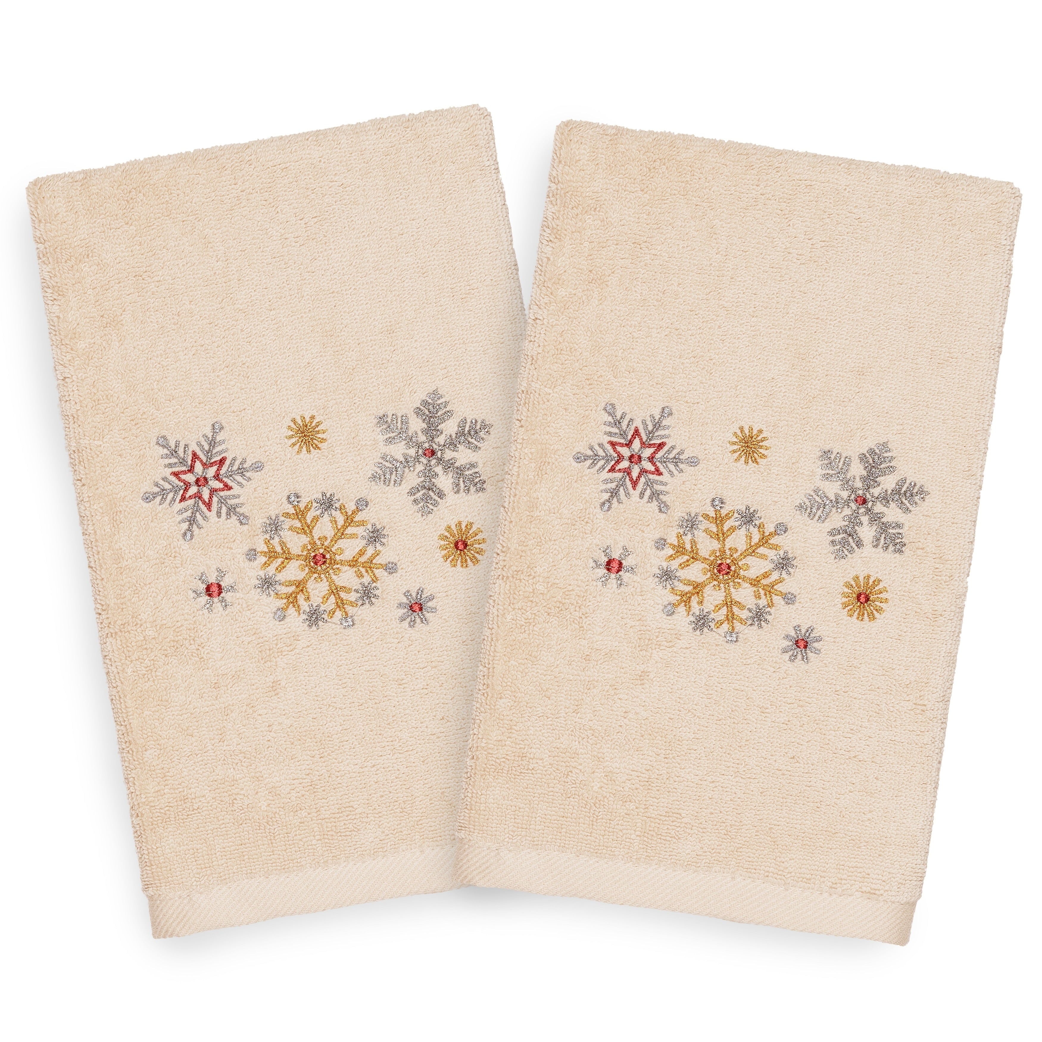 Authentic Hotel And Spa Turkish Cotton Snowflakes Beige Set Of 2 Hand Towels