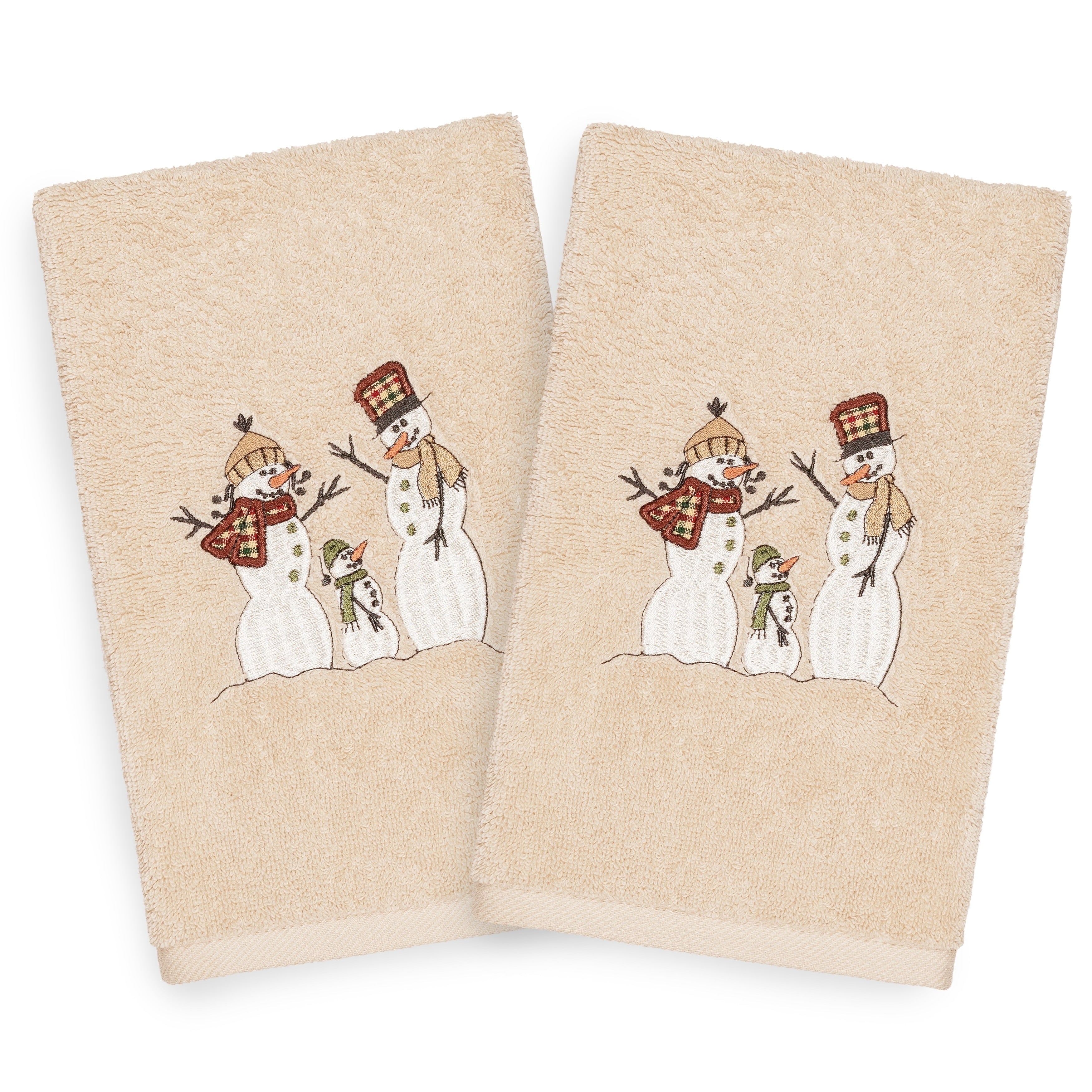 Authentic Hotel And Spa Turkish Cotton Snowmen Beige Set Of 2 Hand Towels