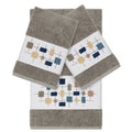 Authentic Hotel And Spa Turkish Cotton Squares Embroidered Dark Grey 3 Piece Towel Set