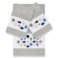 Authentic Hotel And Spa Turkish Cotton Squares Embroidered Light Grey 3 Piece Towel Set