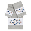 Authentic Hotel And Spa Turkish Cotton Squares Embroidered Light Grey 3 Piece Towel Set