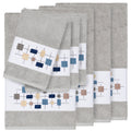 Authentic Hotel And Spa Turkish Cotton Squares Embroidered Light Grey 8 Piece Towel Set