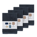 Authentic Hotel And Spa Turkish Cotton Squares Embroidered Midnight Blue 4 Piece Washcloth Set
