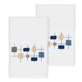Authentic Hotel And Spa Turkish Cotton Squares Embroidered White 2 Piece Towel Hand Set