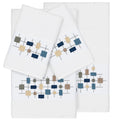 Authentic Hotel And Spa Turkish Cotton Squares Embroidered White 4 Piece Towel Set