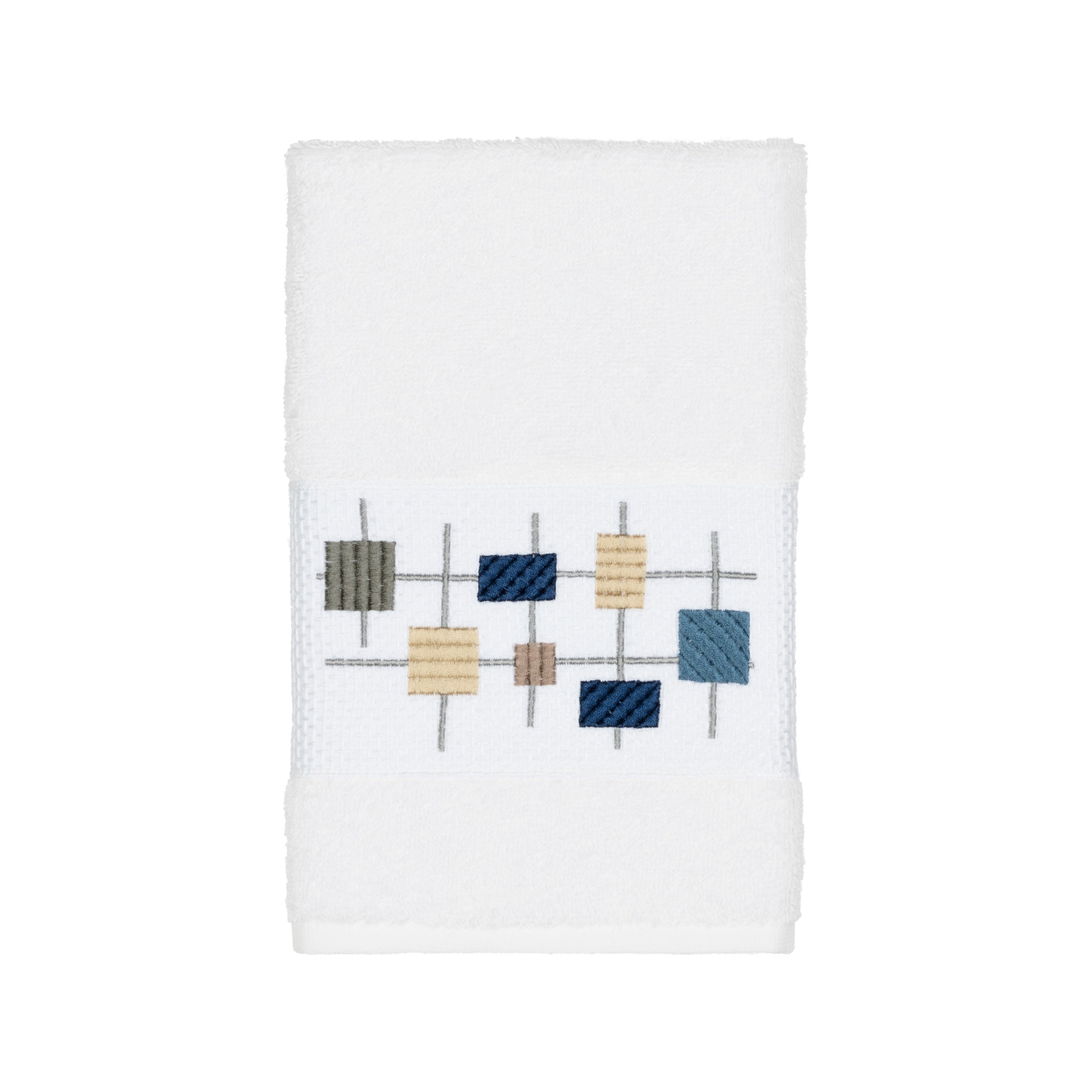 Authentic Hotel And Spa Turkish Cotton Squares Embroidered White Hand Towel