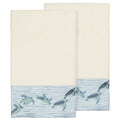 Authentic Hotel And Spa Turkish Cotton Turtles Embroidered Cream 2 Piece Bath Towel Set