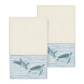 Authentic Hotel And Spa Turkish Cotton Turtles Embroidered Cream 2 Piece Towel Hand Set