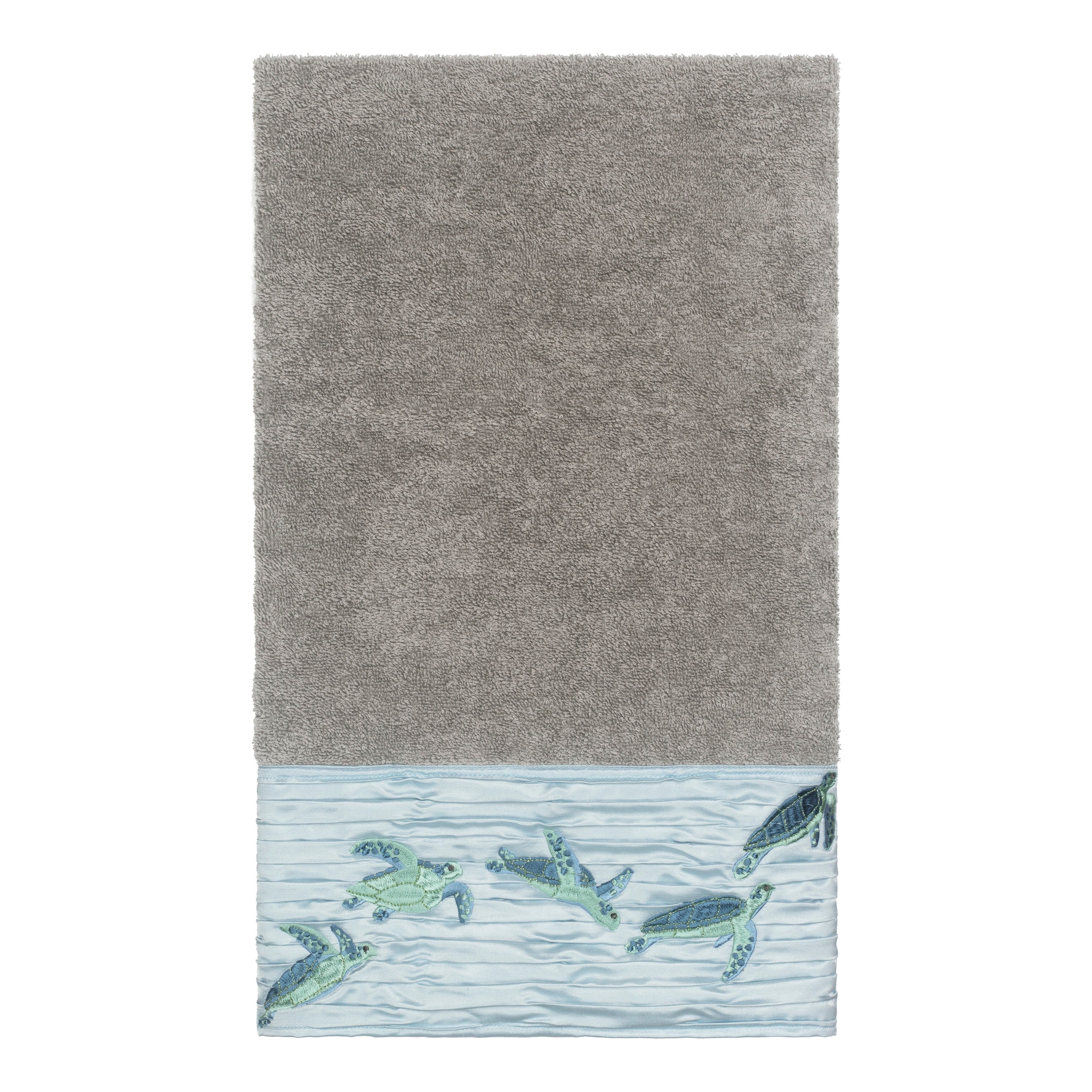 Authentic Hotel And Spa Turkish Cotton Turtles Embroidered Dark Grey Bath Towel