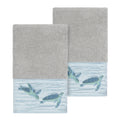 Authentic Hotel And Spa Turkish Cotton Turtles Embroidered Light Grey 2 Piece Towel Hand Set