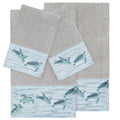 Authentic Hotel And Spa Turkish Cotton Turtles Embroidered Light Grey 4 Piece Towel Set