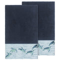 Authentic Hotel And Spa Turkish Cotton Turtles Embroidered Midnight Blue 2 Piece Bath Towel Set