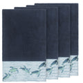 Authentic Hotel And Spa Turkish Cotton Turtles Embroidered Midnight Blue 4 Piece Bath Towel Set