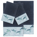 Authentic Hotel And Spa Turkish Cotton Turtles Embroidered Midnight Blue 4 Piece Towel Set