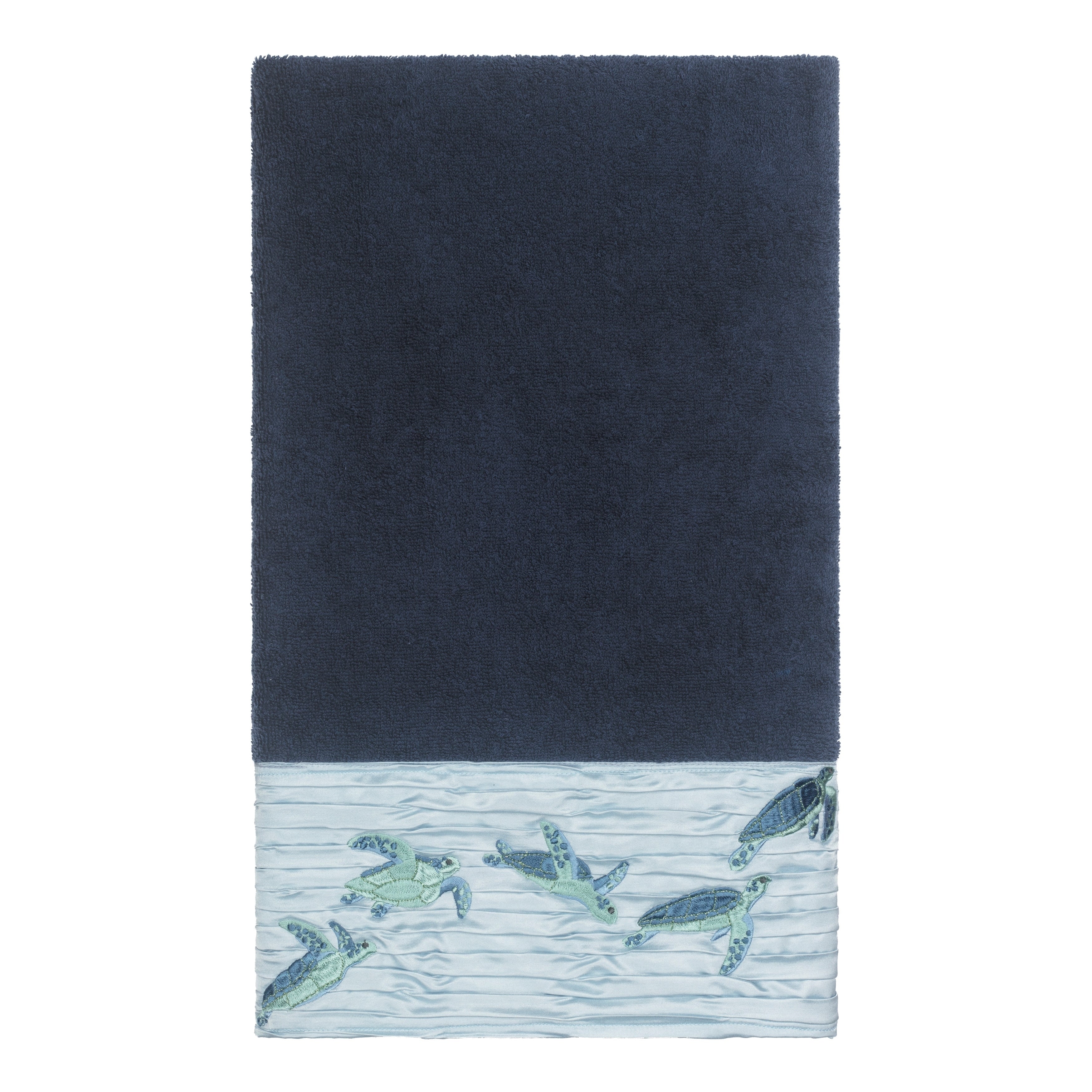 Authentic Hotel And Spa Turkish Cotton Turtles Embroidered Midnight Blue Bath Towel