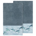 Authentic Hotel And Spa Turkish Cotton Turtles Embroidered Teal Blue 2 Piece Bath Towel Set