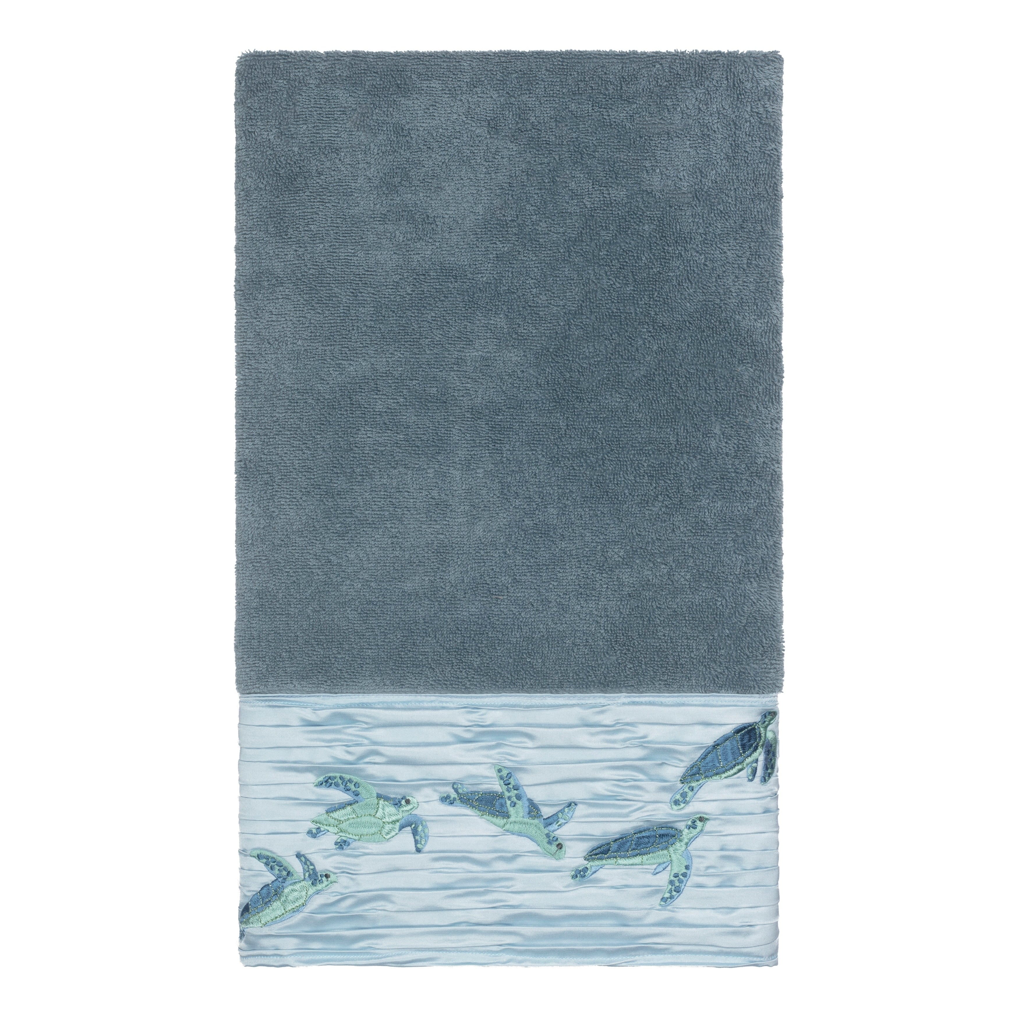 Authentic Hotel And Spa Turkish Cotton Turtles Embroidered Teal Blue Bath Towel