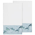 Authentic Hotel And Spa Turkish Cotton Turtles Embroidered White 2 Piece Bath Towel Set