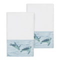 Authentic Hotel And Spa Turkish Cotton Turtles Embroidered White 2 Piece Towel Hand Set