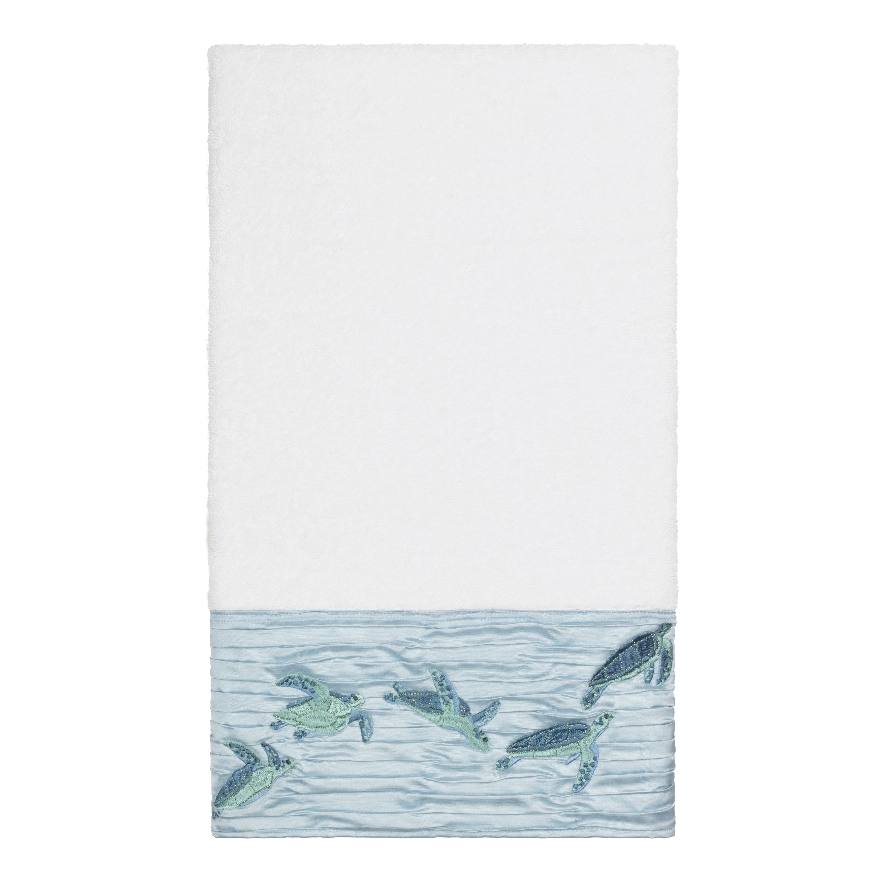 Authentic Hotel And Spa Turkish Cotton Turtles Embroidered White Bath Towel