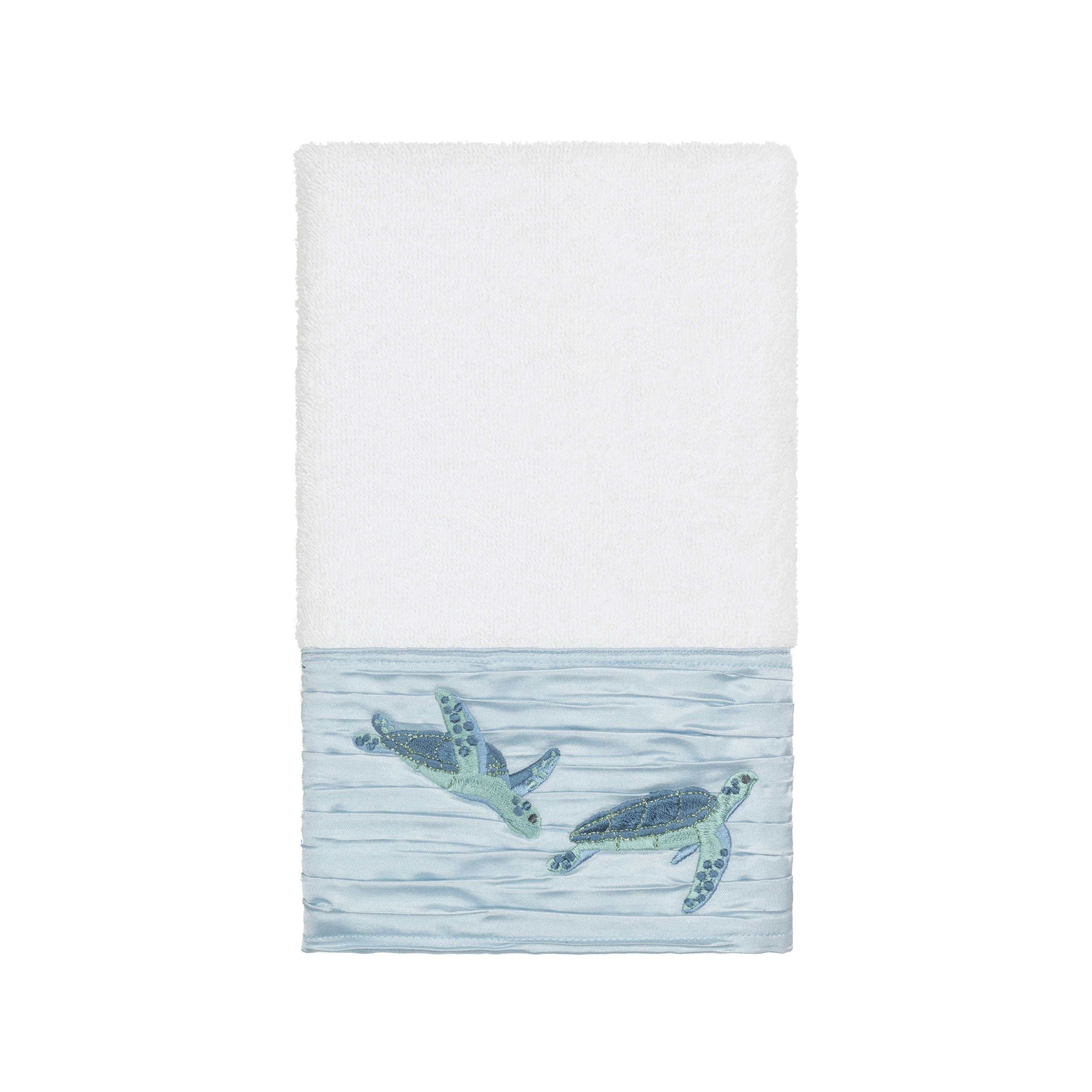 Authentic Hotel And Spa Turkish Cotton Turtles Embroidered White Hand Towel