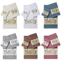 Authentic Hotel And Spa Turkish Cotton Wildflowers Embroidered 3 Piece Towel Set
