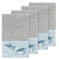 Authentic Hotel And Spa Turkish Cottonturtles Embroidered Light Grey 4 Piece Hand Towel Set