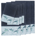 Authentic Hotel And Spa Turkish Cottonturtles Embroidered Midnight Blue 8 Piece Towel Set