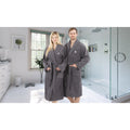 Authentic Hotel And Spa Unisex Grey Turkish Cotton Terry Bath Robe With White Block Monogram