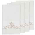 Authentic Hotel And Spa White Turkish Cotton Scrollwork Embroidered Bath Towels Set Of 4