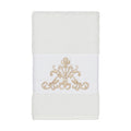 Authentic Hotel And Spa White Turkish Cotton Scrollwork Embroidered Hand Towel