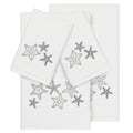 Authentic Hotel And Spa White Turkish Cotton Starfish Embroidered 4 Piece Towel Set
