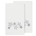 Authentic Hotel And Spa White Turkish Cotton Starfish Embroidered Bath Towels Set Of 2
