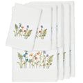 Authentic Hotel And Spa White Turkish Cotton Wildflowers Embroidered 8 Piece Towel Set