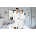 Authentic Hotel And Spa White Unisex Turkish Cotton Waffle Weave Terry Bath Robe With Black Script Monogram