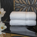 Authentic Plush Hotel And Spa Herringbone Turkish Cotton White Bath Towels Set Of 2